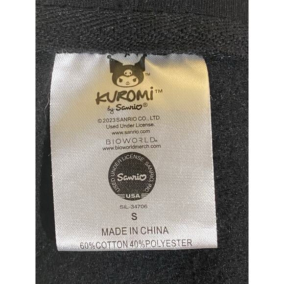 Sanrio Kuromi Amine Womens S Black Graphic Pullover Hoodie Sweatshirt w/ Ears - Picture 2 of 5